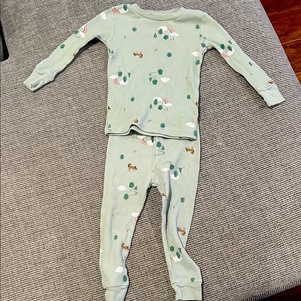 Carter's Mint Pajama Set with Horses & Rainbow Design